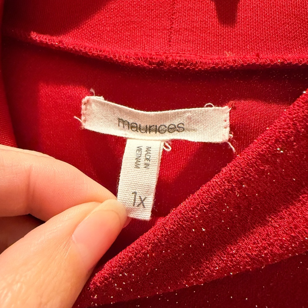 Maurices Red Long Sleeve Sparkly Top - Picture 3 of 5